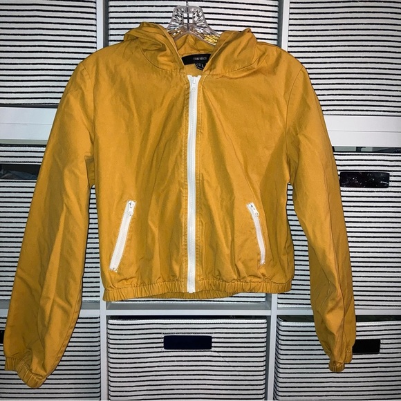 Forever 21 Women’s Mustard Yellow Cropped Jacket Size Medium | Y2K Casual - Picture 2 of 5